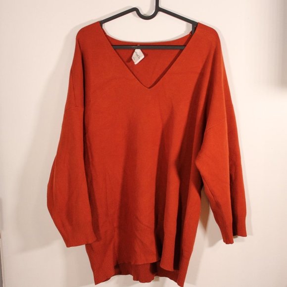 Women's V-Neck Sweater - Rust - Picture 1 of 5